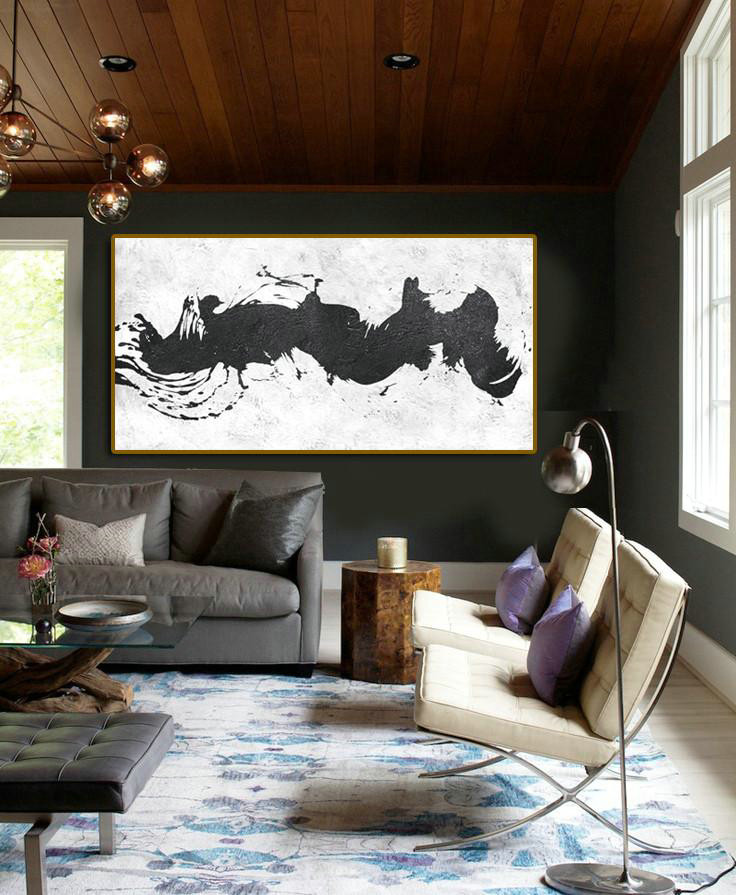 Original Art Acrylic Painting,Oversized Panoramic Minimal Art On Canvas - Artwork For Sale